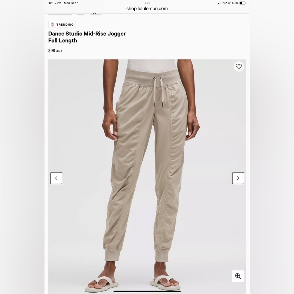 Lululemon Athletica Light Grey Joggers, size 10